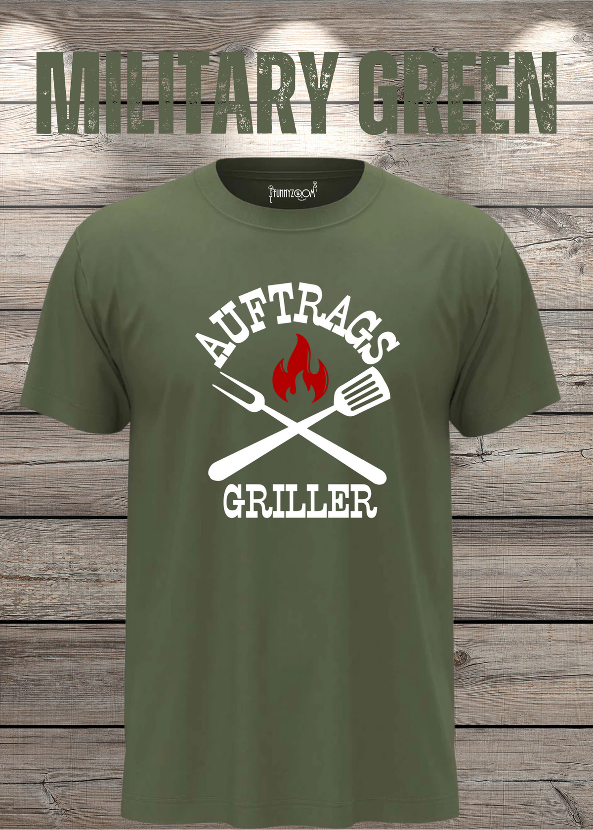 Auftrags-Griller T-Shirt in Military Green.