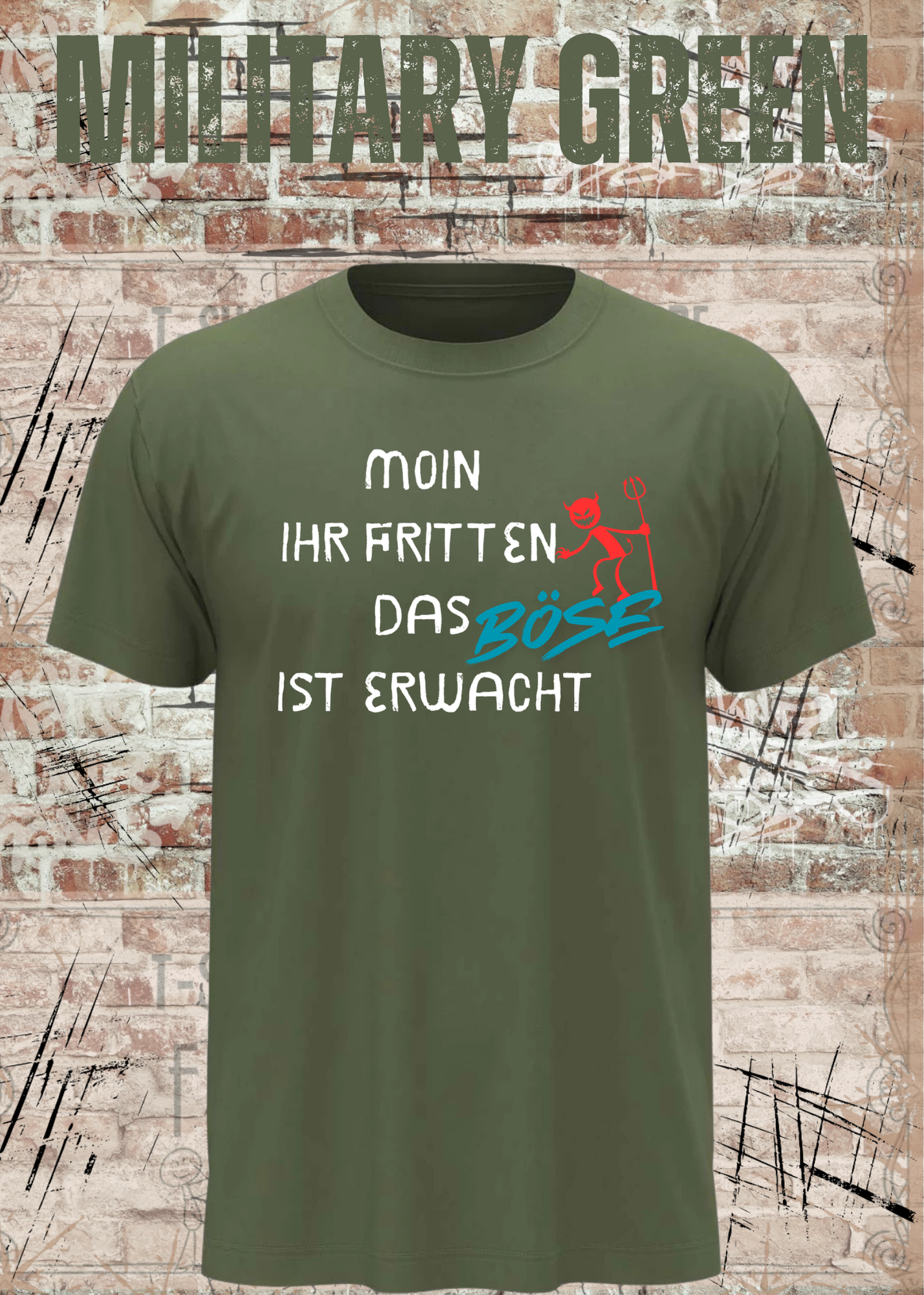 Moin Ihr Fritten das Böse ist erwacht T-Shirt – Lustiger Morgenmuffel Spruch Unisex