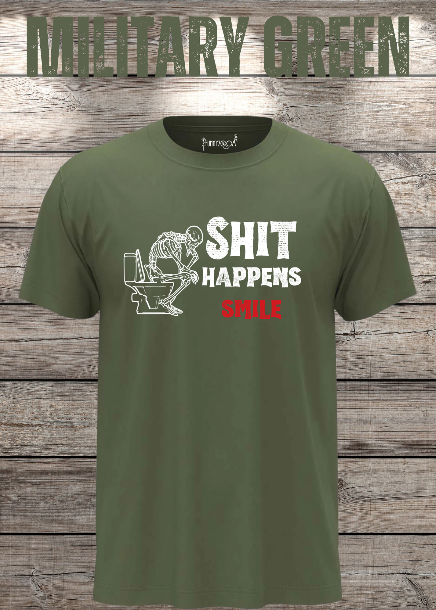 T-Shirt 'Shit happens smile' - Skelett Design - Witziges Spruch T-Shirt Unisex - Geschenkidee