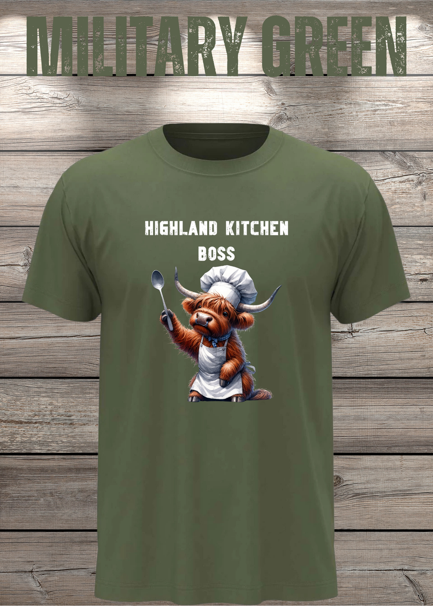 Highland Kuh Unisex T-Shirt Highland Kitchen Boss - Zottel-Chef - Zottel Chefin