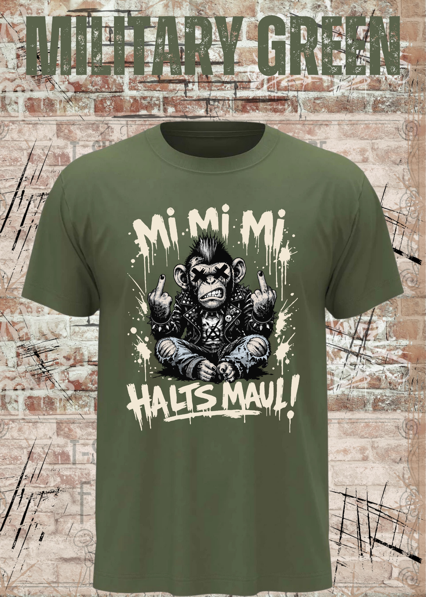 Mi Mi Mi Halt’s Maul Affe T-Shirt – Freches Punk Statement Shirt