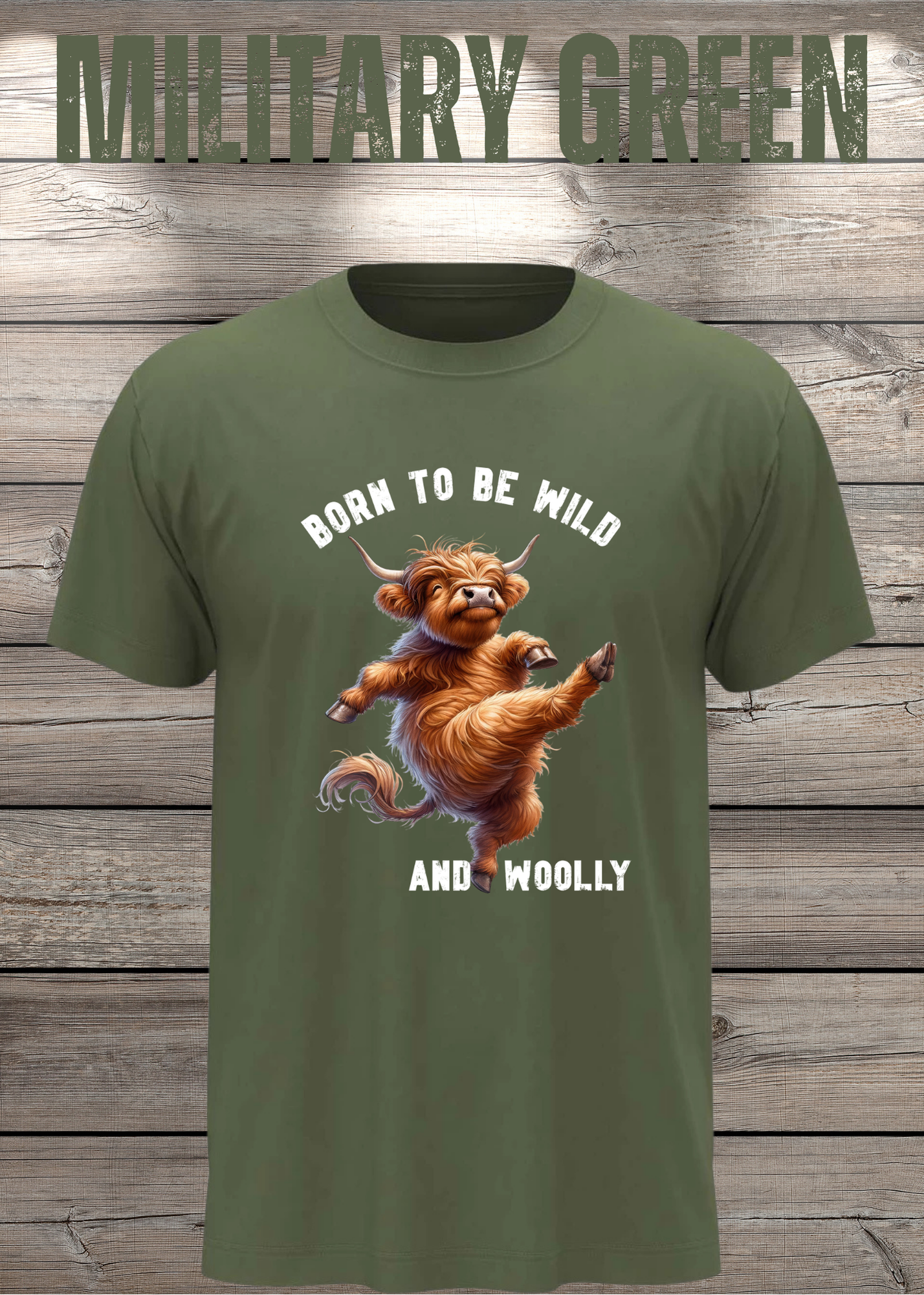 Highland Kuh T-Shirt Born to be Wild and Woolly - Sarkastisches Faulpelz Design