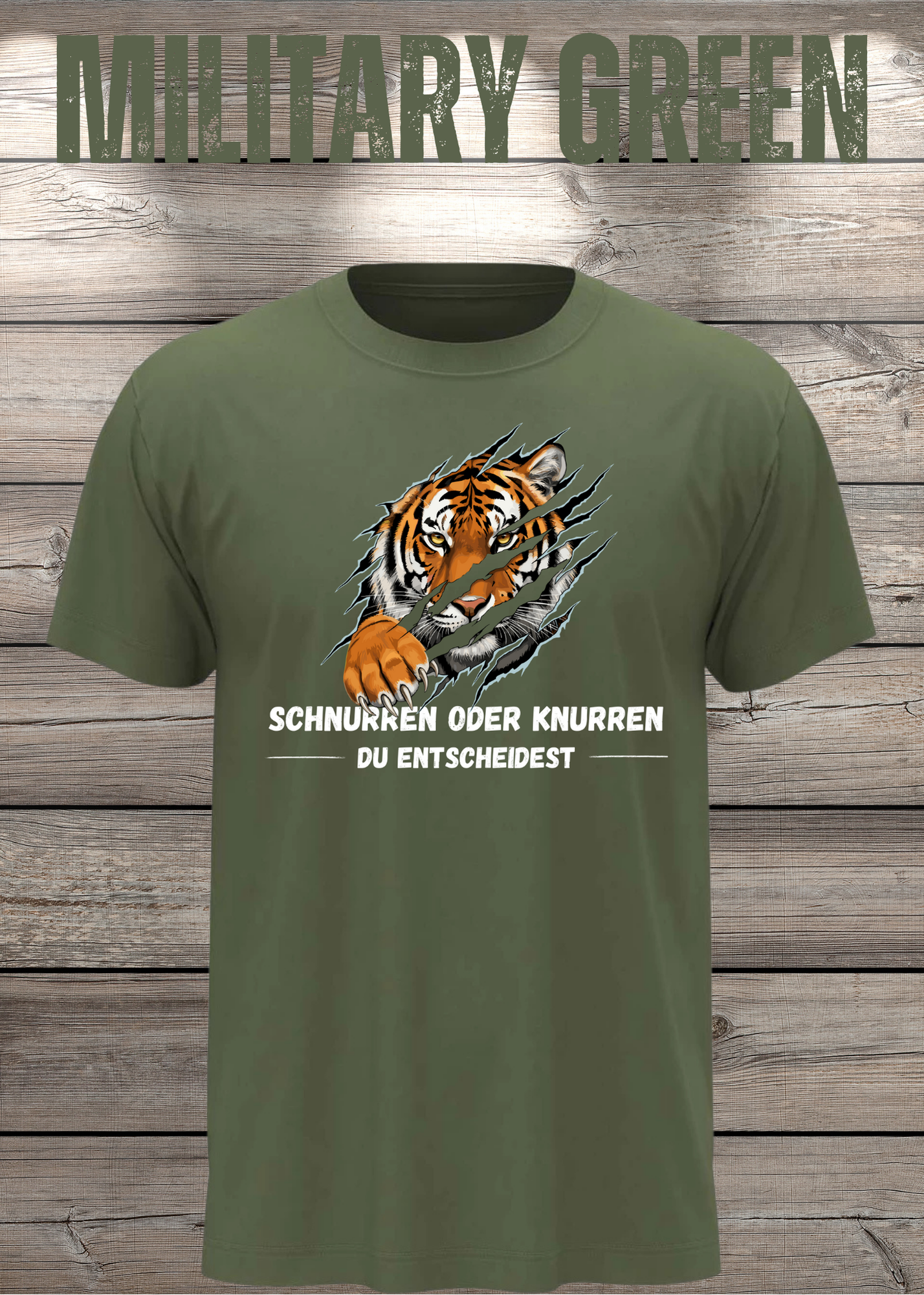 Tiger T-Shirt Unisex - Schnurren oder Knurren Du Entscheidest - Lustiges Raubtier-Shirt