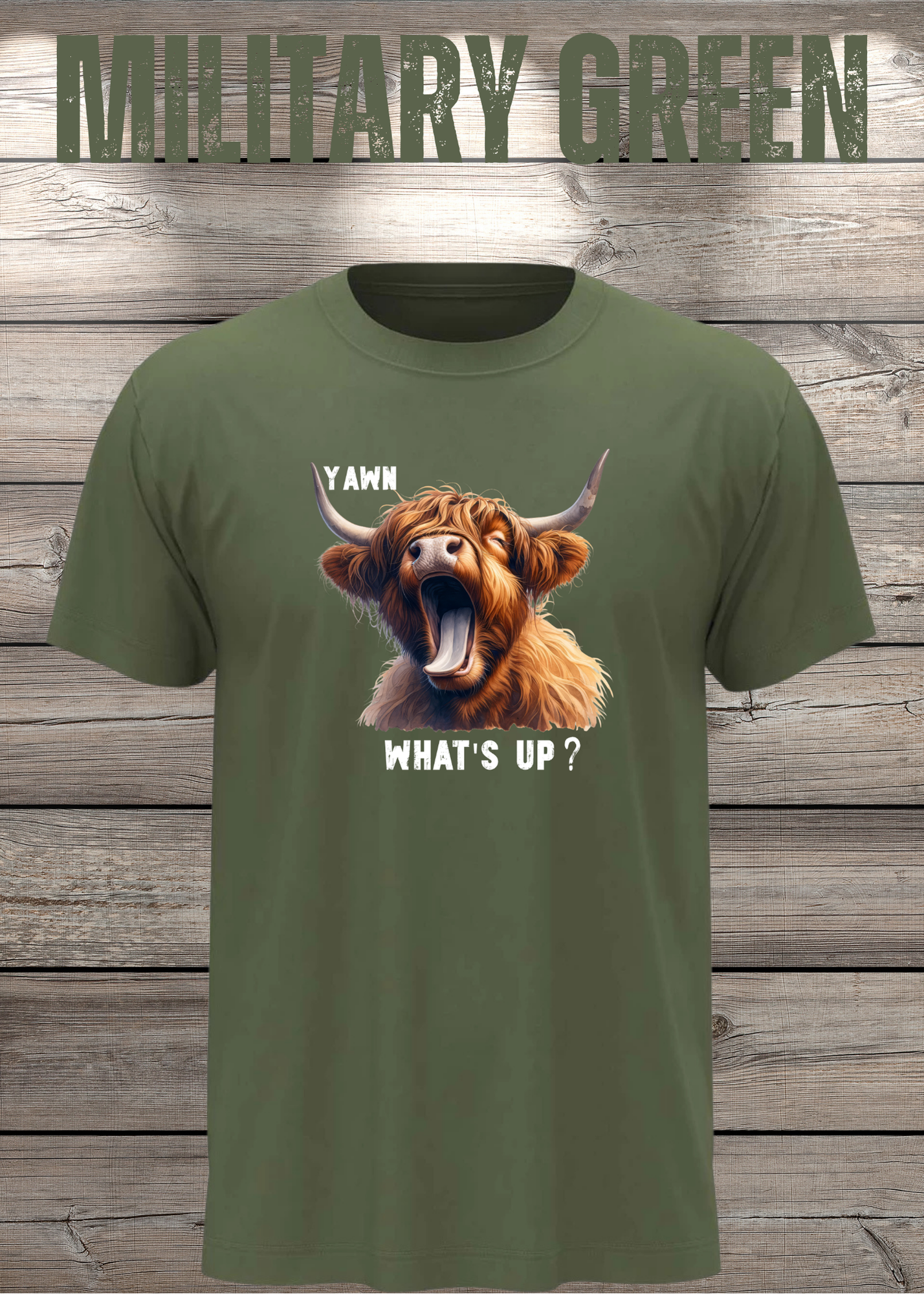 Highland Kuh T-Shirt Yawn, what's up? - Für Professionelle Faulpelze