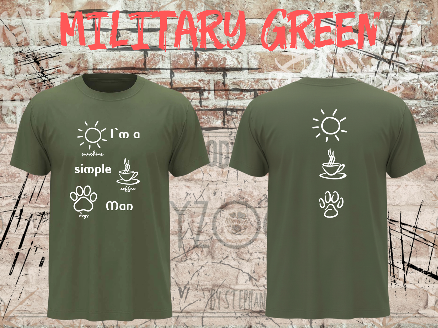 Herren T-Shirt I'm a simple Man Kaffee Sonnenschein Hunde Witziges Statement Shirt Lustiges Geschenk