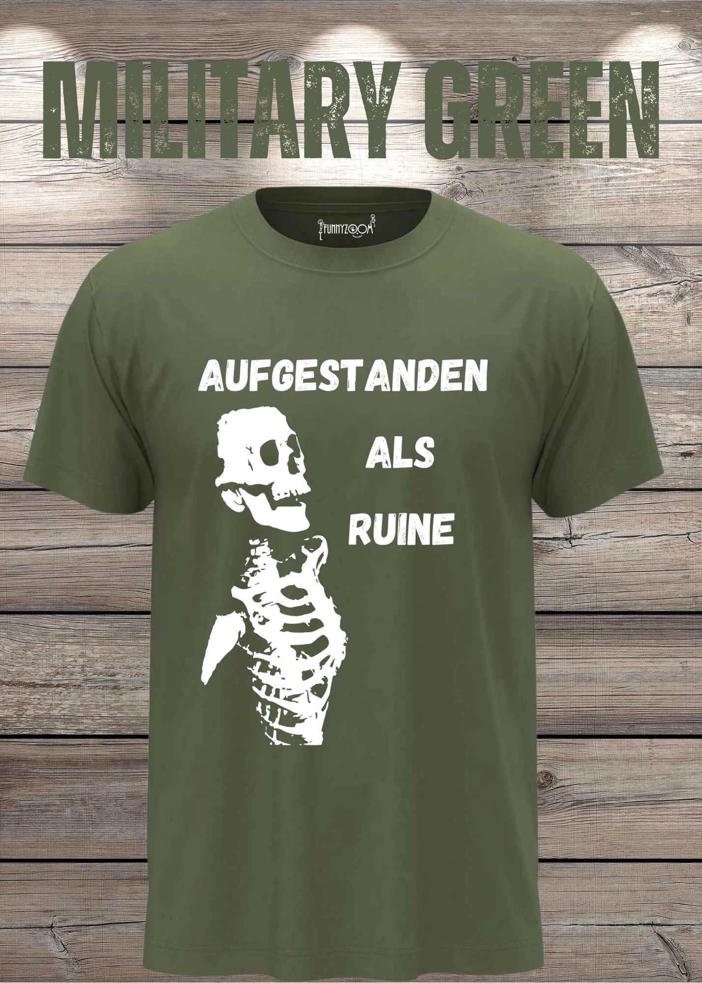 Aufgestanden als Ruine T-Shirt – Lustiges Skelett Shirt für Morgenmuffel