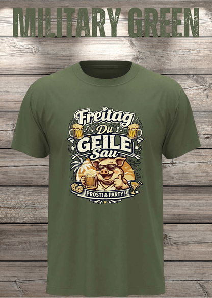Freitag T-Shirt -Lustiger Spruch für Wochenende & Party / Wochenende in Military Green.