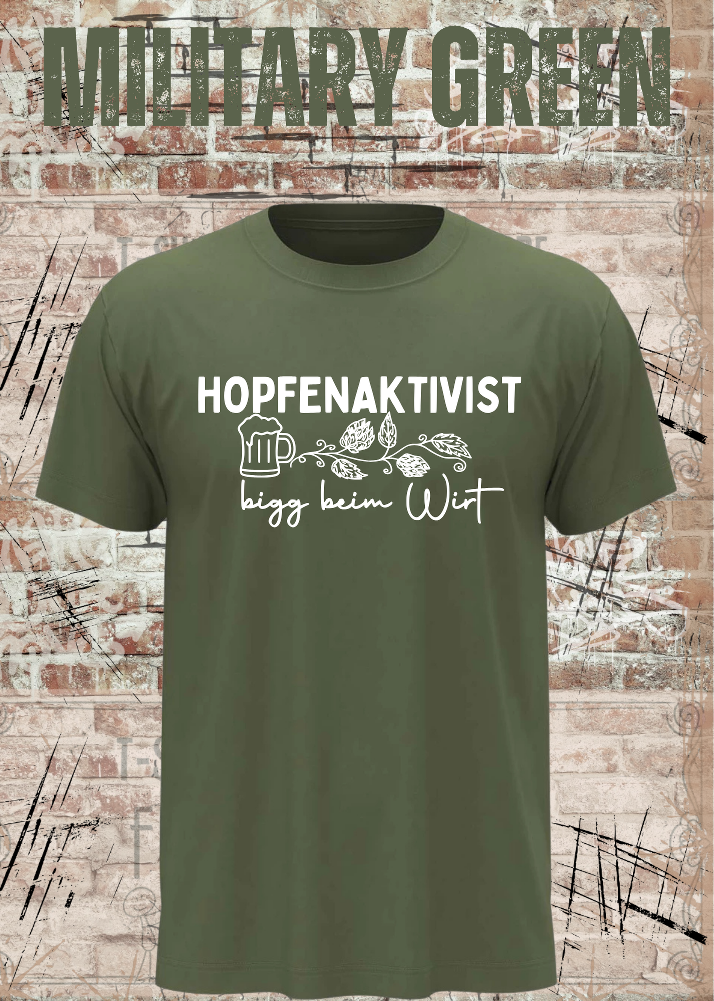 Hopfenaktivist T-Shirt – „bigg beim Wirt“ – Lustiges Bier Shirt für Männer