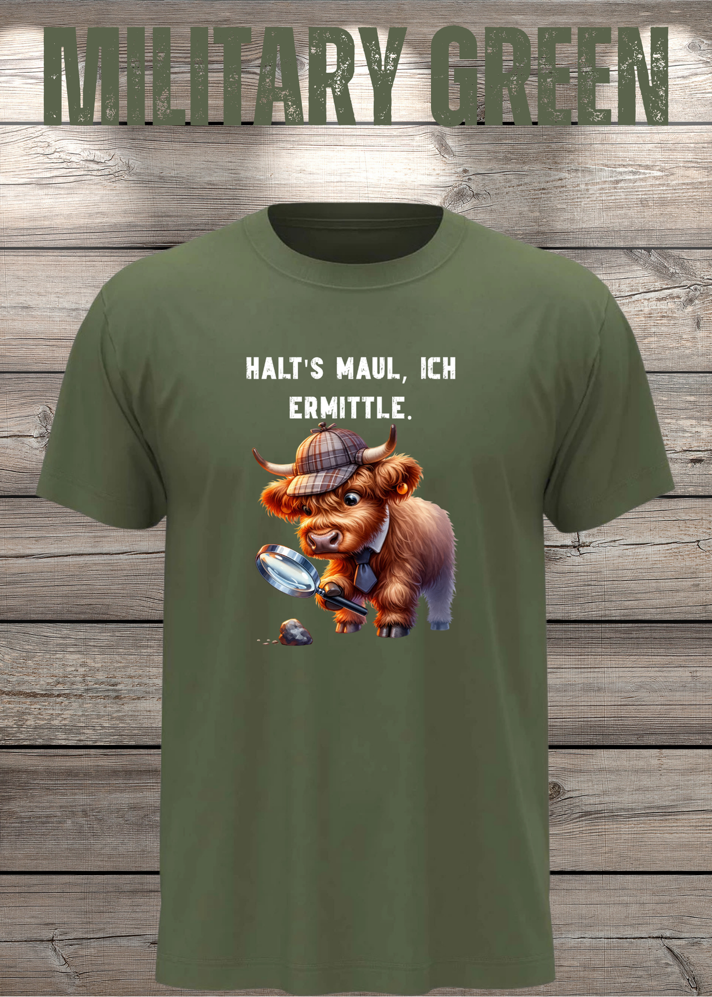 Highland Kuh Unisex T-Shirt - Haltś maul, ich ermittle! - Lustiges Detektiv-Shirt