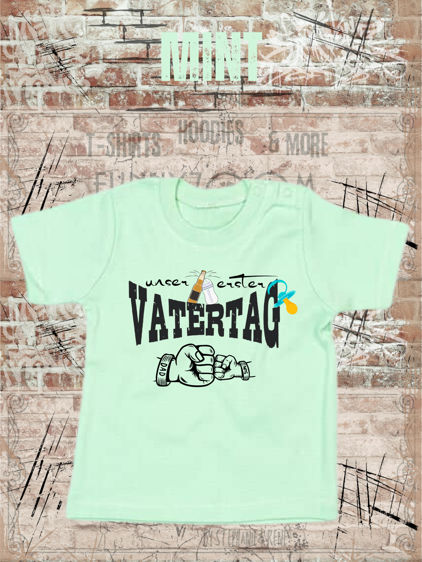 Baby Jungen T-Shirt Unser erster Vatertag Süße Geschenkidee Papa Witziges Baby Shirt