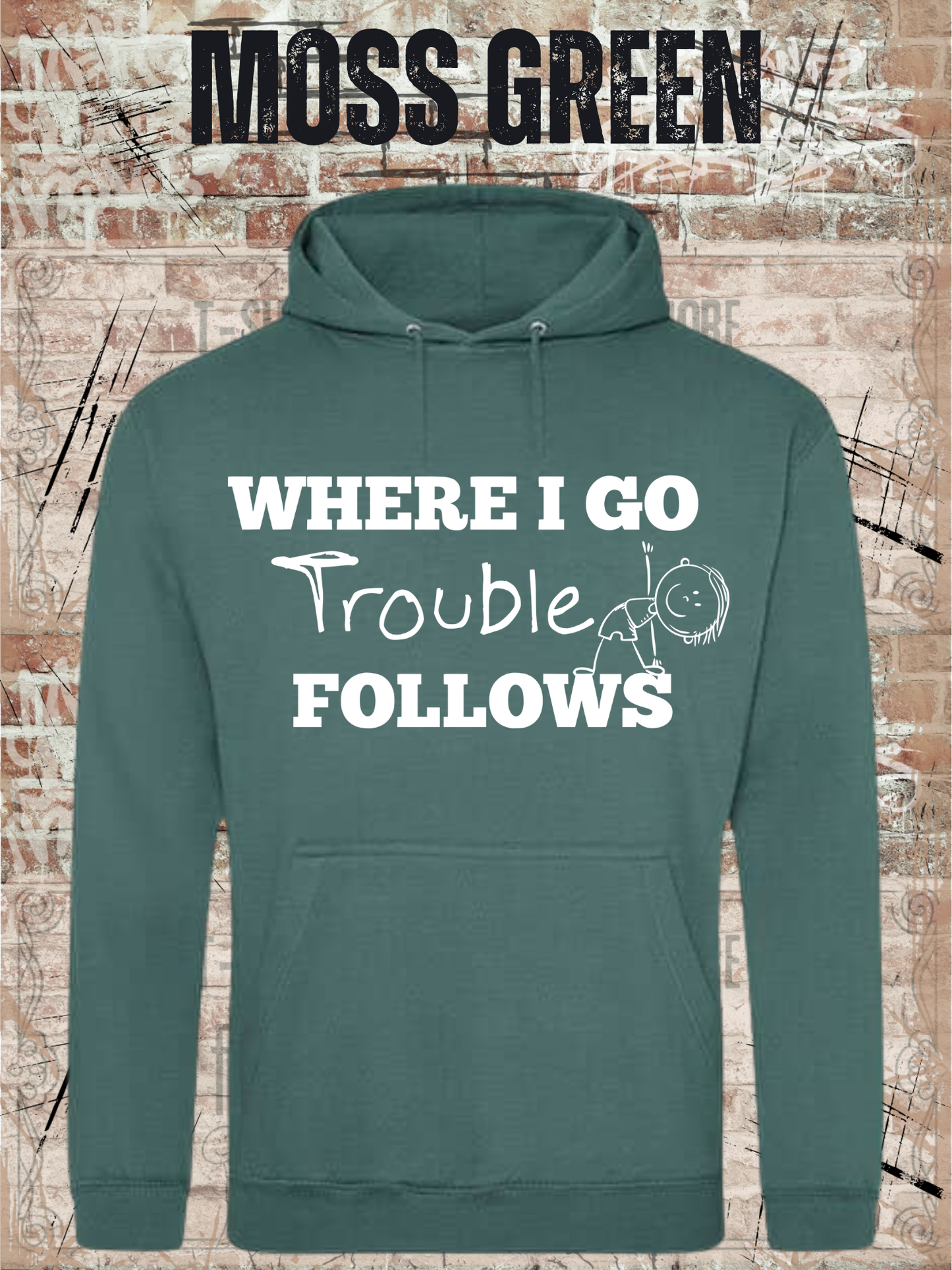 Eltern Hoodie 'Where I Go Trouble Follows' – Partnerlook mit Sohn | Unisex Kapuzenpulli