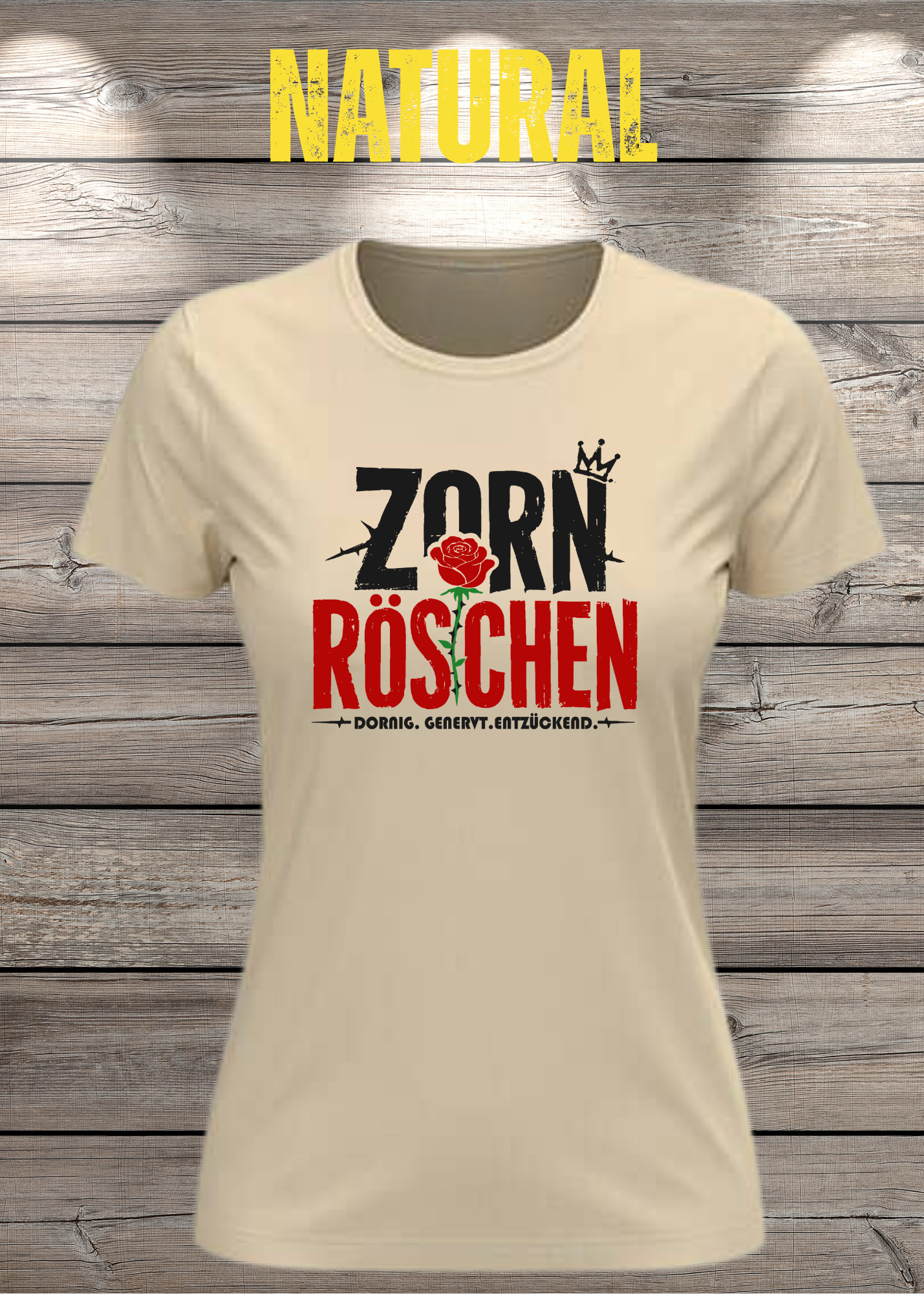 Zorn Röschen – Rockiges Damen T-Shirt mit Rose