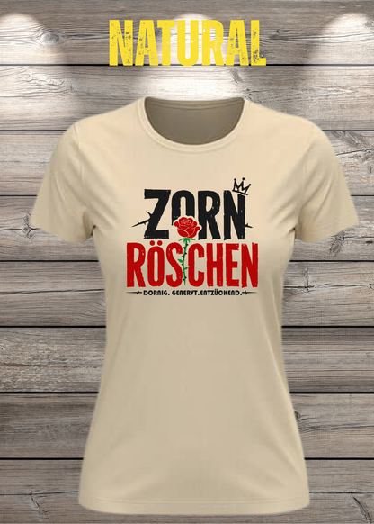 Zorn Röschen – Rockiges Damen T-Shirt mit Rose