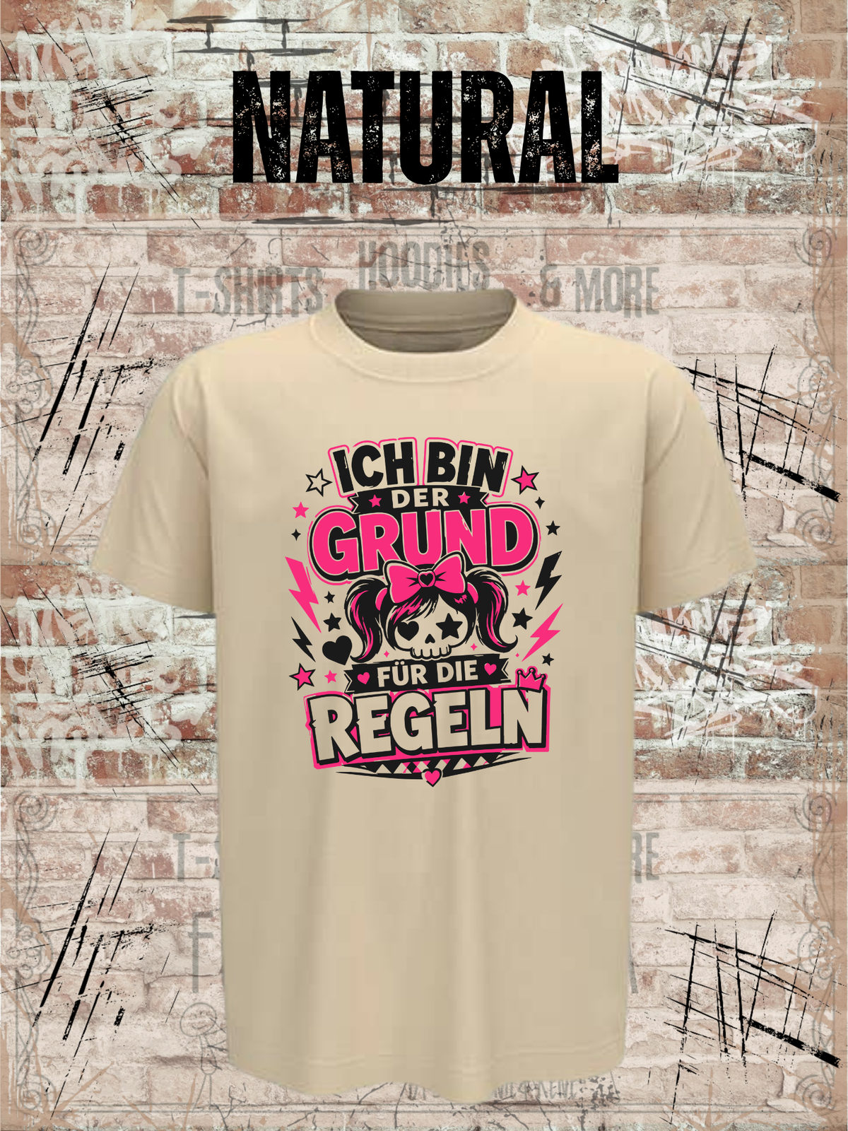 Ich bin der Grund für die Regeln – Mädchen T-Shirt in Natural.