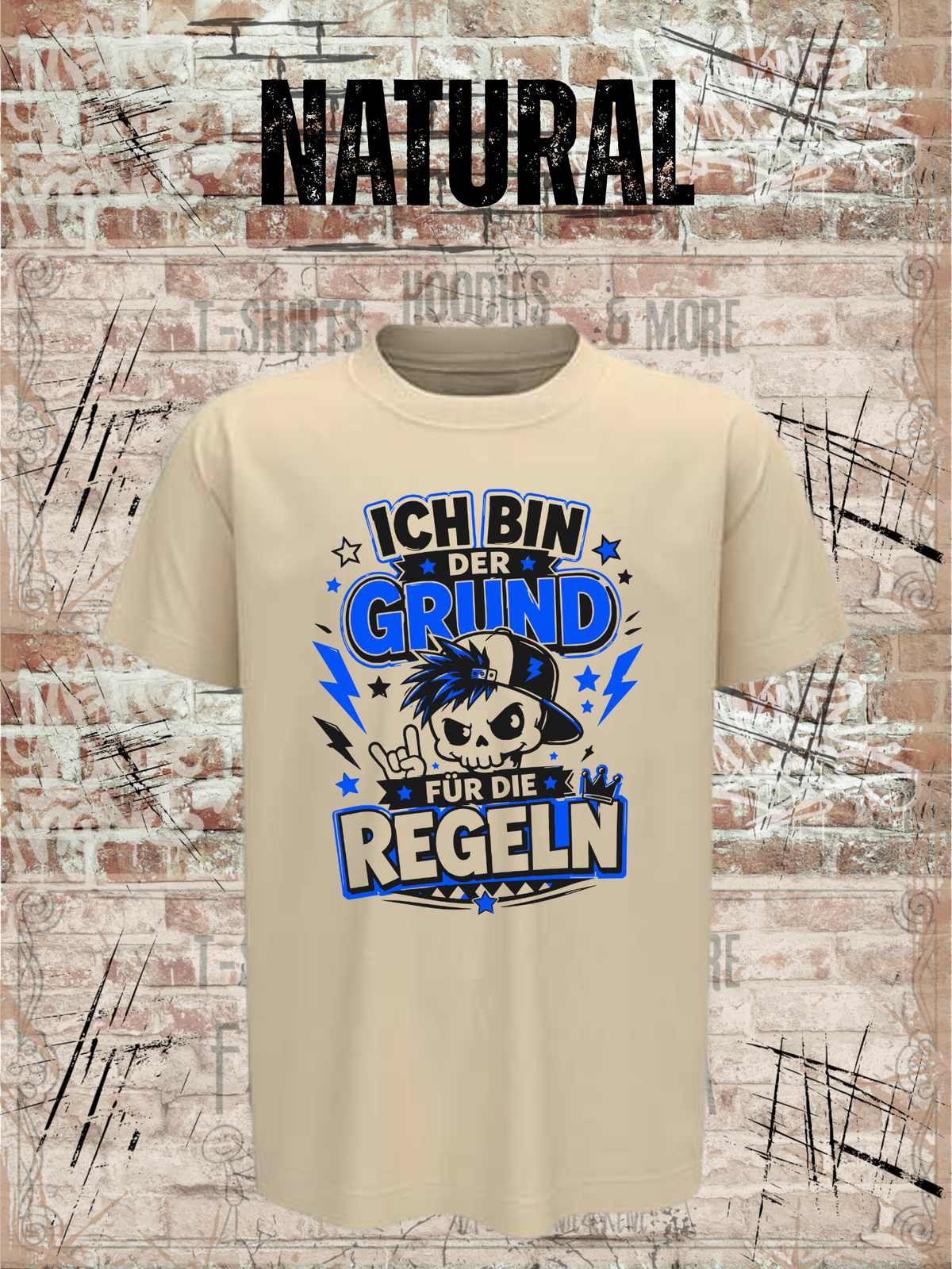 Ich bin der Grund für die Regeln – Jungen T-Shirt in Natural.