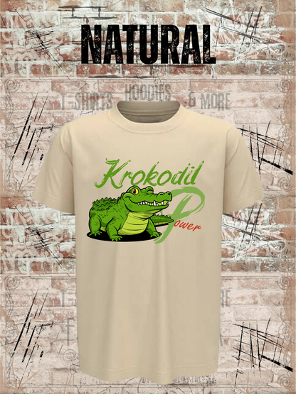 Krokodil Power – Kinder T-Shirt für Jungen & Mädchen in Natural.