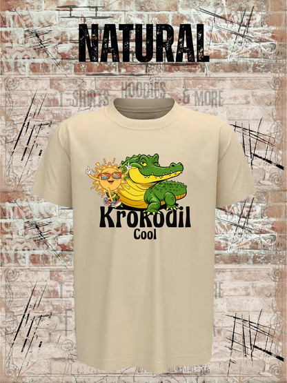Krokodil Cool – Kinder T-Shirt für Jungen & Mädchen in Natural.