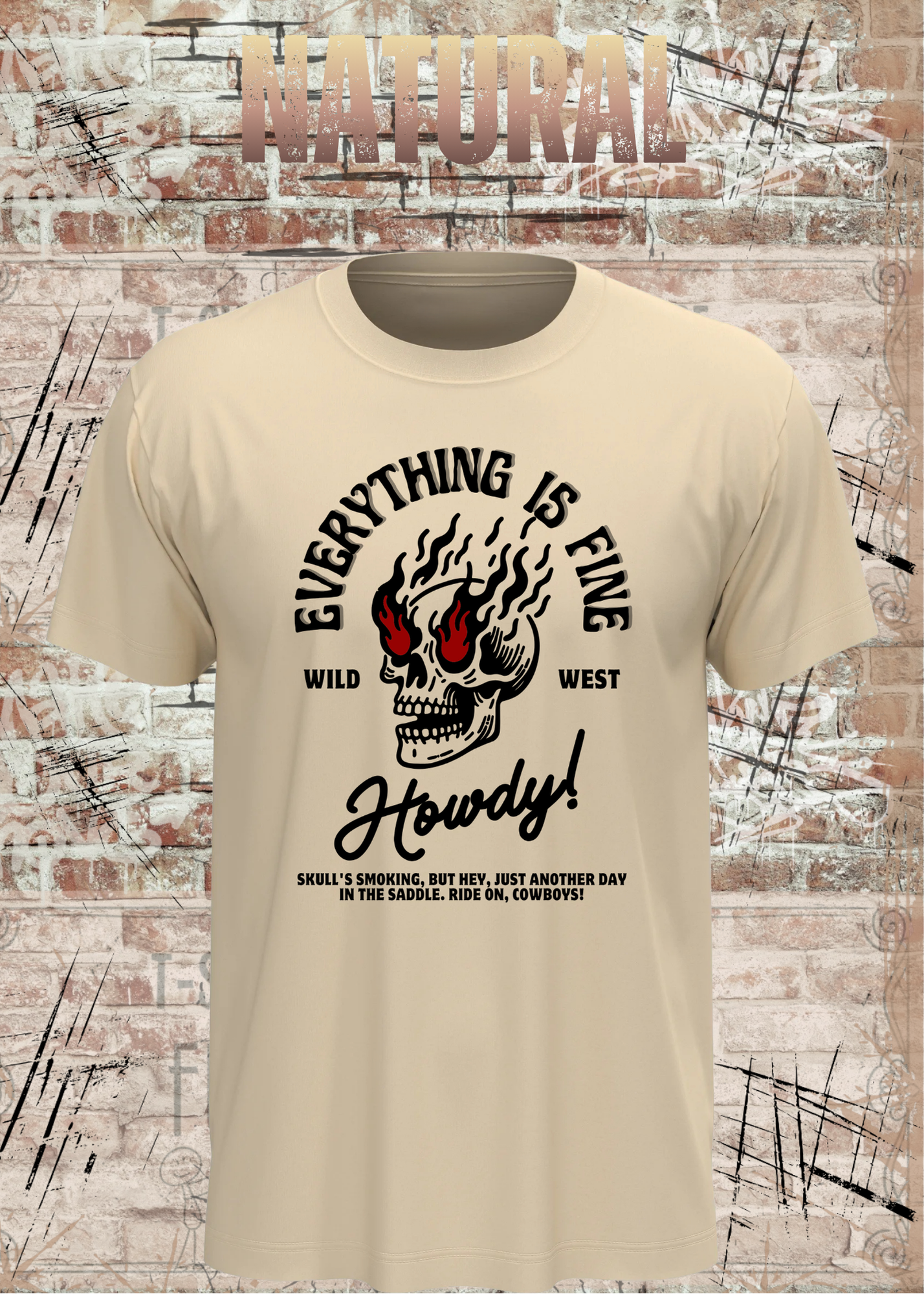 Everything Is Fine Howdy Skull Shirt – Rockiges Unisex Western Skull T-Shirt