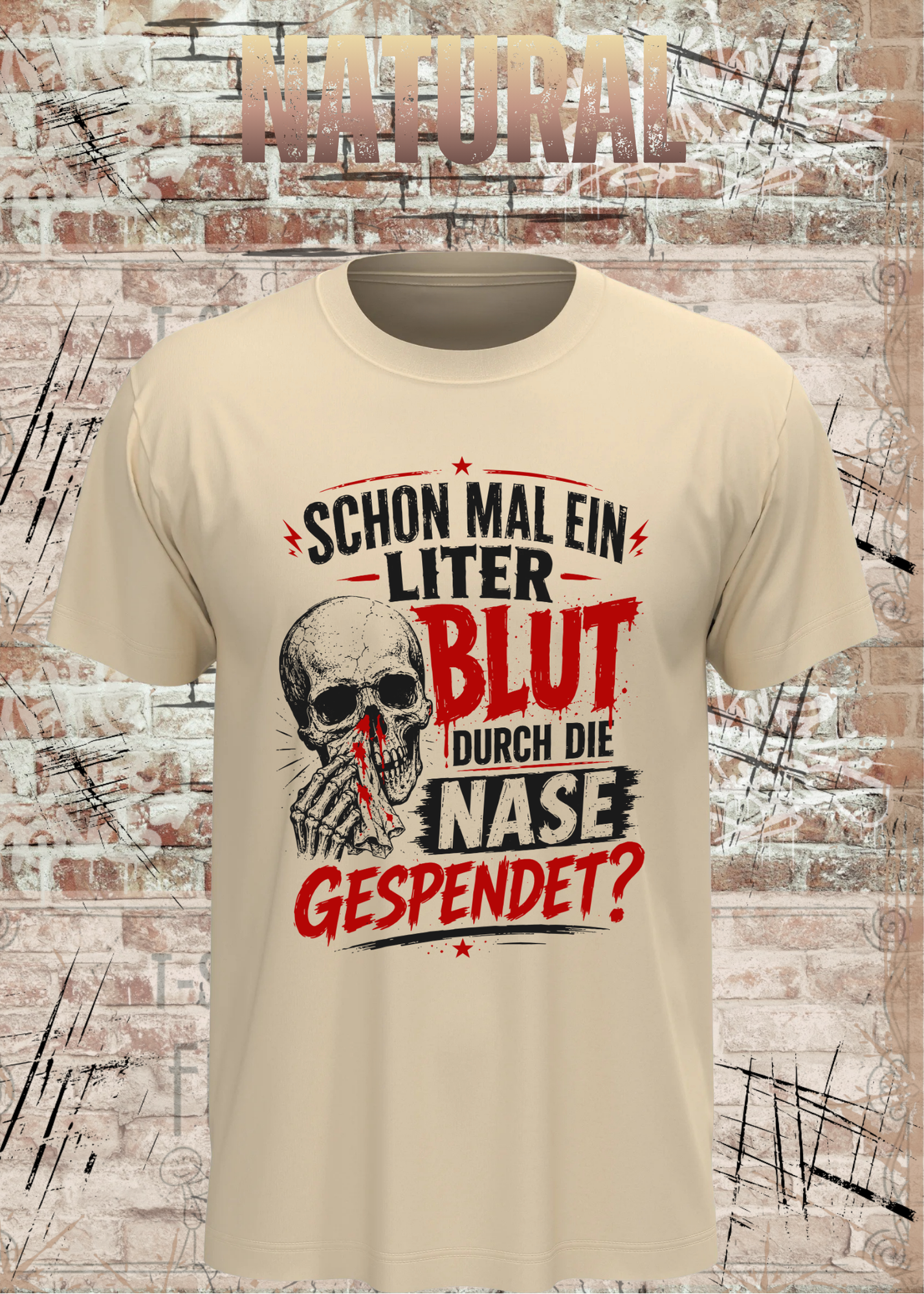 Schon mal ein Liter Blut durch die Nase gespendet? – Lustiges Vintage Unisex T-Shirt