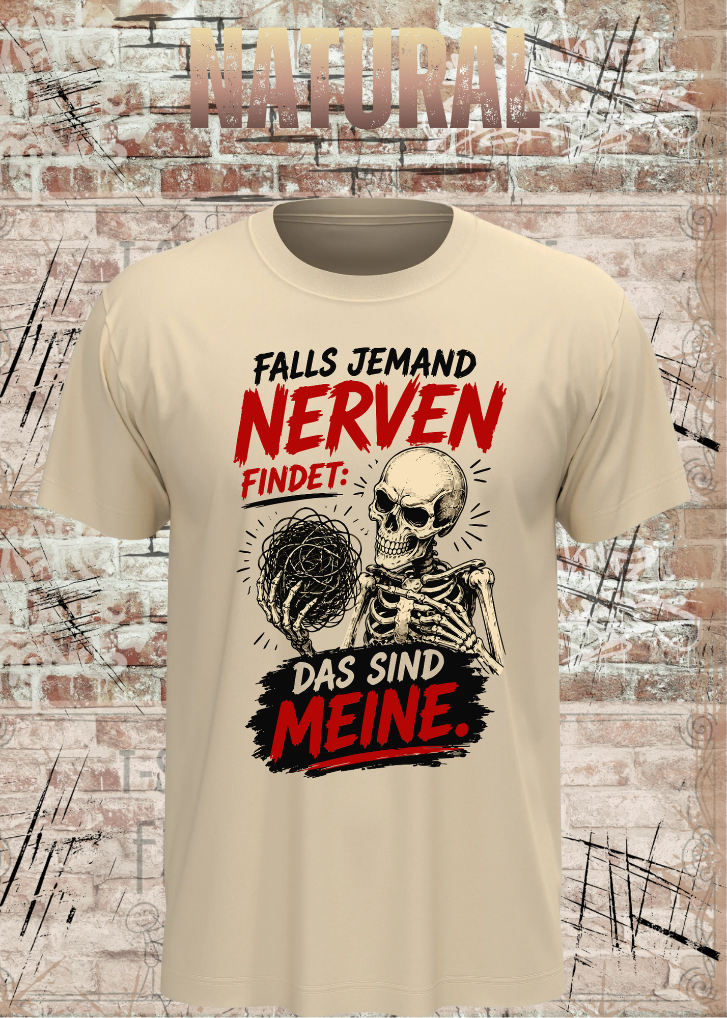 Falls jemand Nerven findet – Lustiges Skelett Unisex T-Shirt