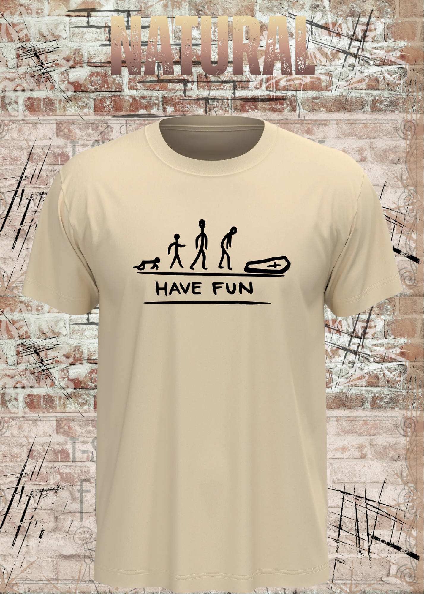 Have Fun Evolution Herren Damen Unisex T-Shirt | Lustiges Fun Shirt mit Strichmännchen Humor