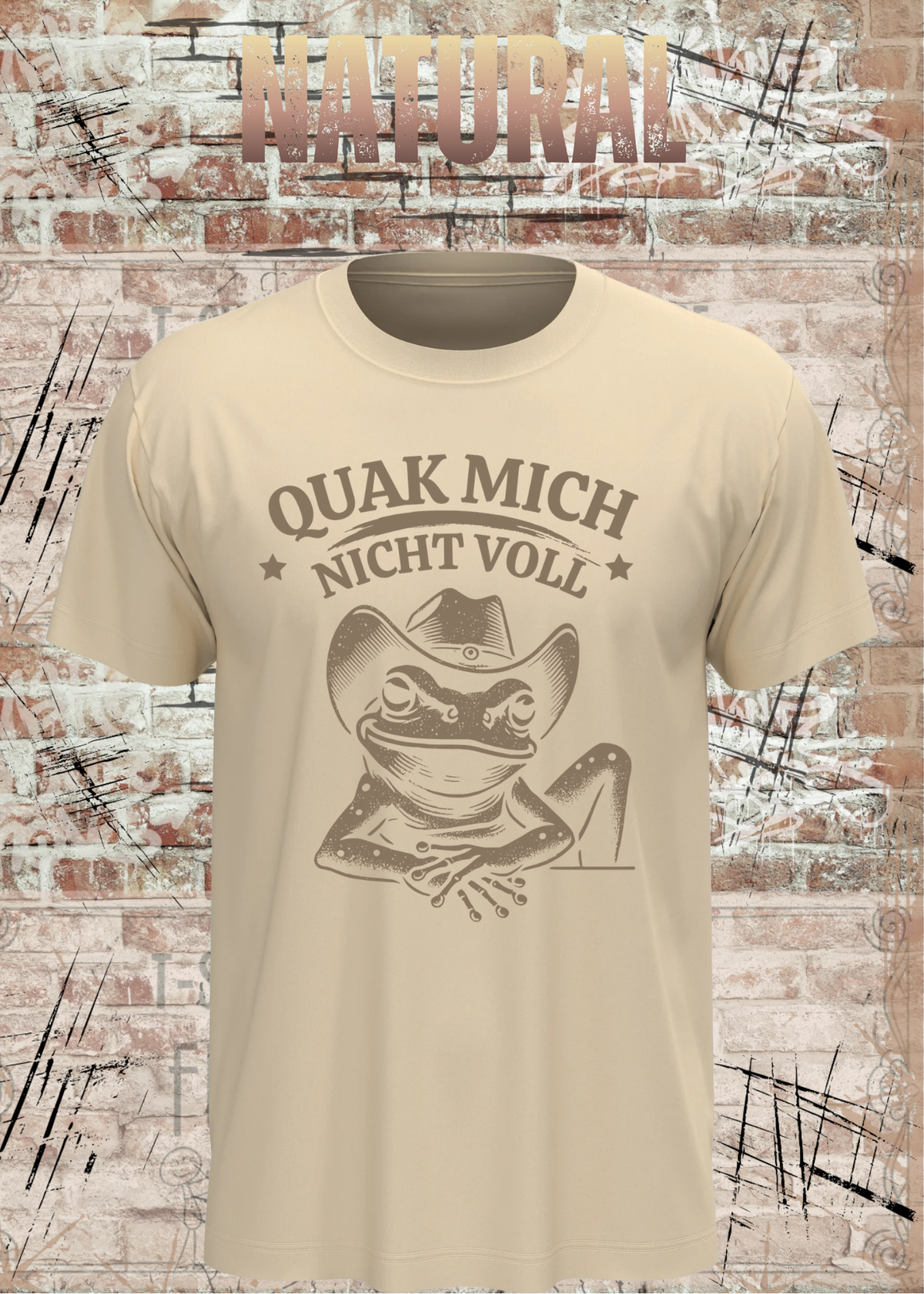 Unisex T-Shirt Natur mit Cowboy-Frosch und Spruch Quak mich nicht voll – FunnyZoom