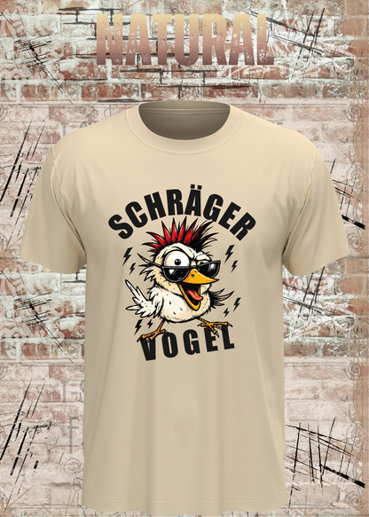 Unisex-T-Shirt „Schräger Vogel“ in Natural.