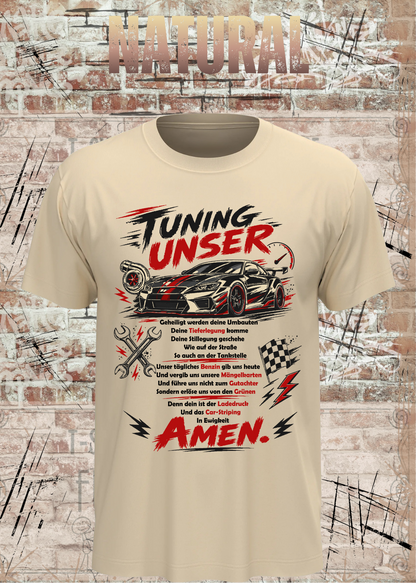 Unisex-T-Shirt „Tuning Unser“ in Natural.