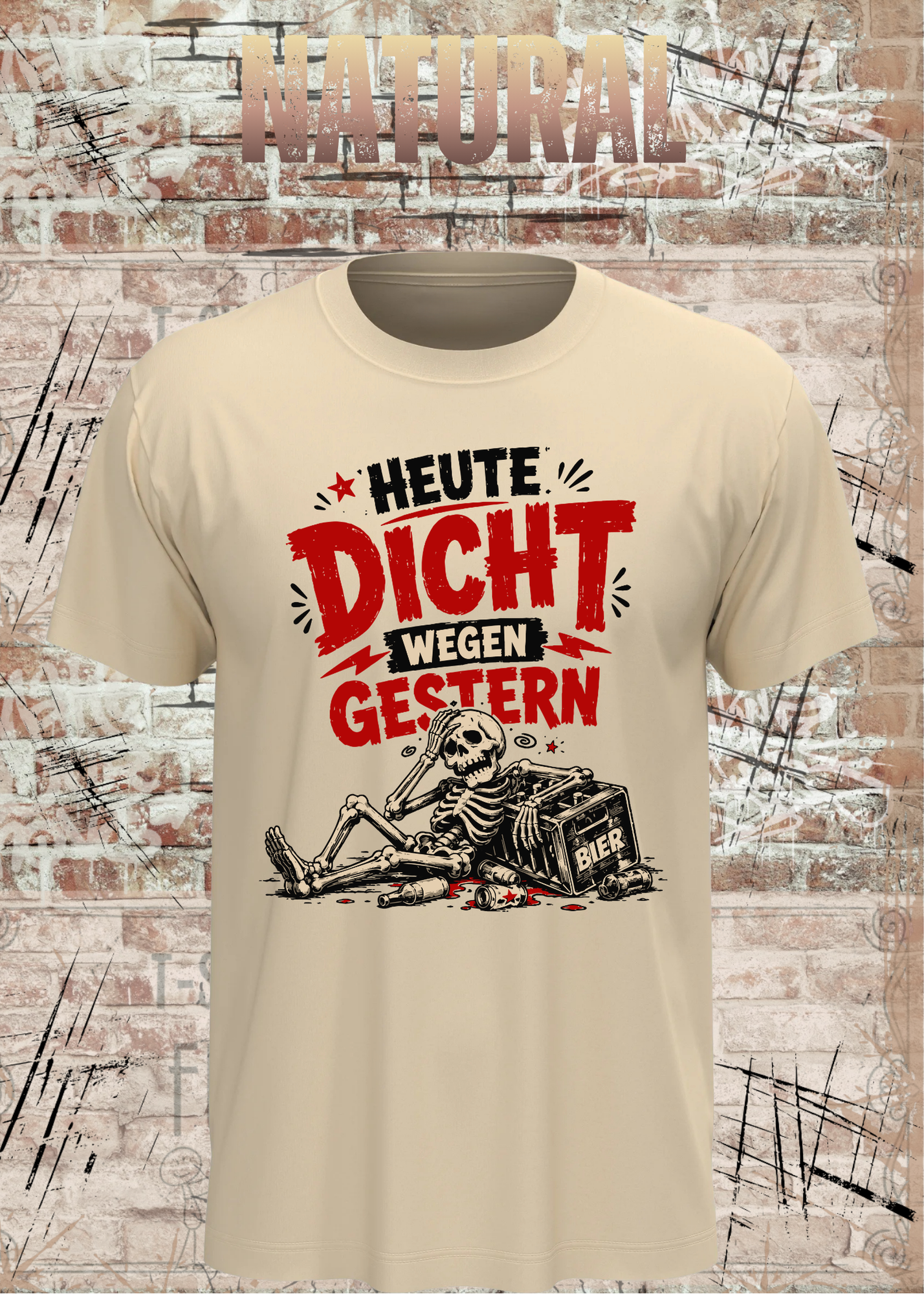 Heute dicht wegen gestern – Lustiges Party T-Shirt mit Skelett