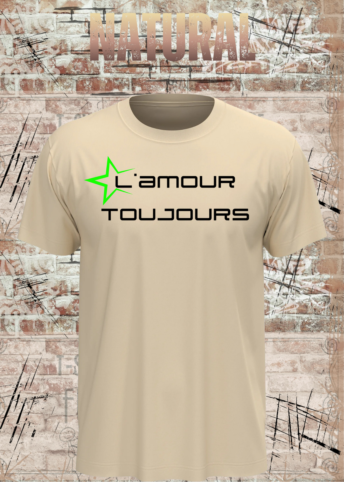 L'amour Toujours T-Shirt – Techno, Rave & Festival Shirt in Natural.