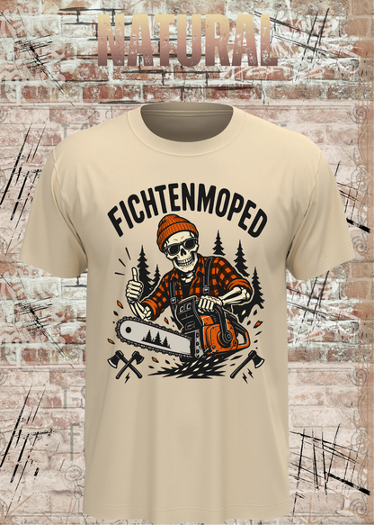 Herren-T-Shirt „Fichtenmoped“ in Natural.