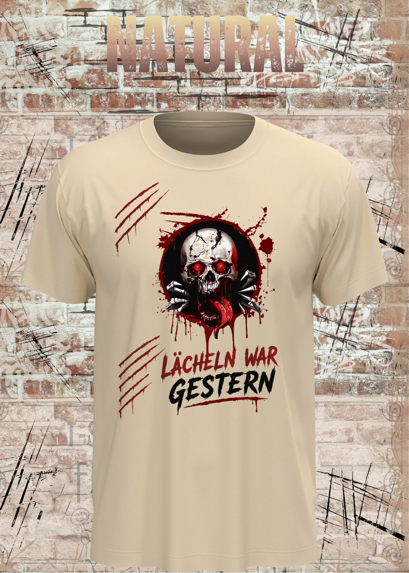 Rock & Metal T-Shirt "Lächeln war gestern" | Totenkopf Horror Shirt | Gothic Unisex
