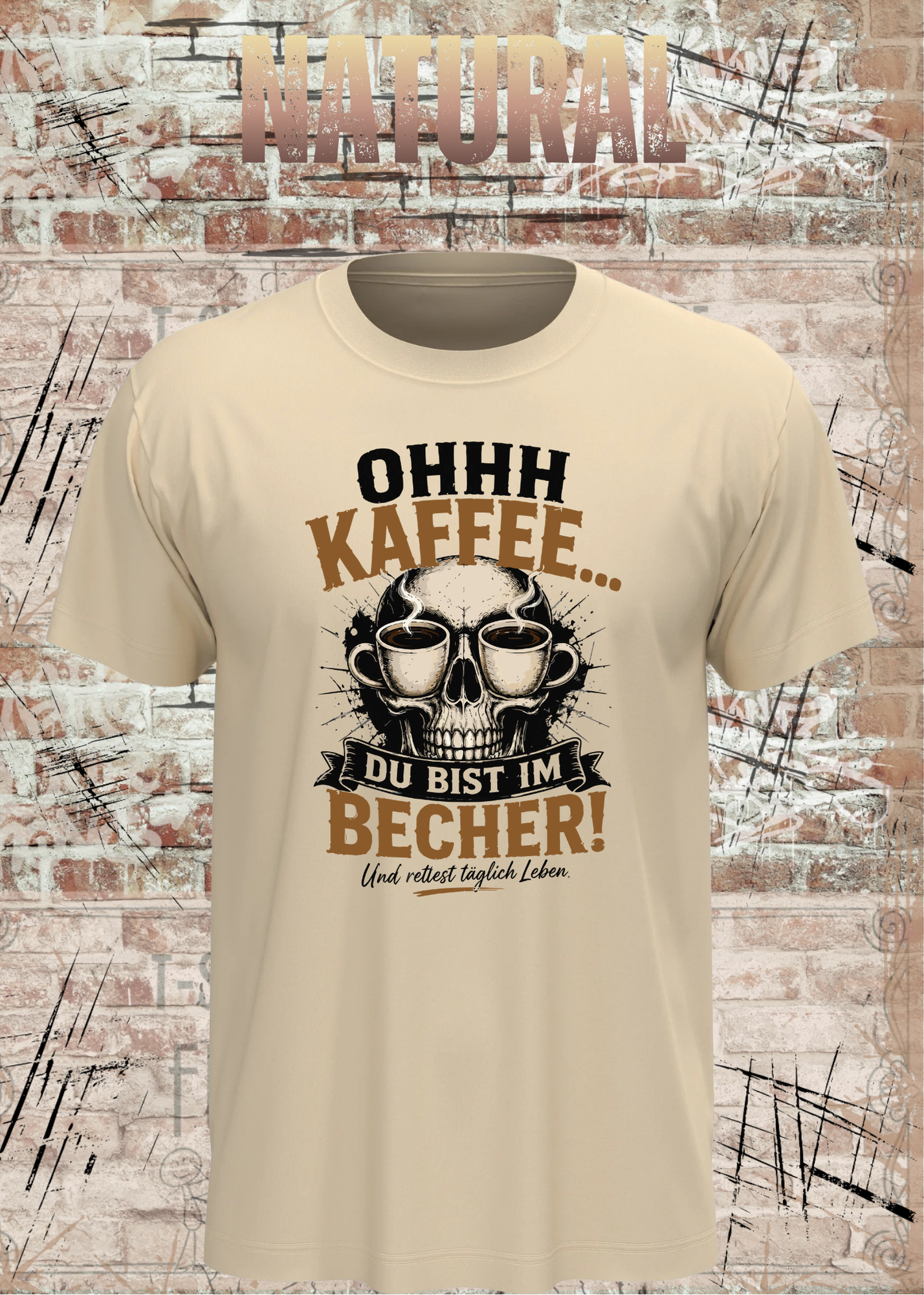 Ohhh Kaffee T-Shirt – Lustiges Kaffee Shirt mit Totenkopf für Kaffeeliebhaber