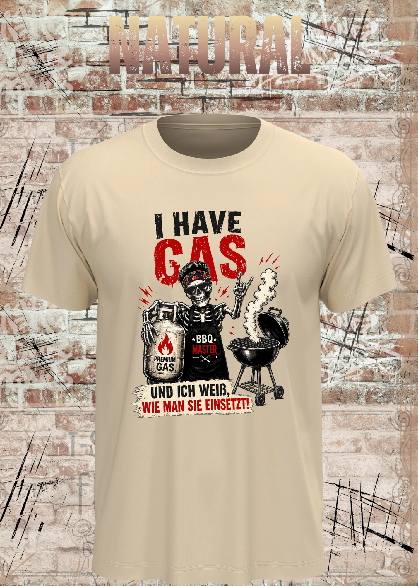 Grillmeister T-Shirt „I Have Gas“ – Skelett BBQ