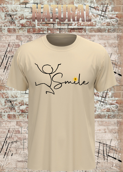 Smile Shirt – Minimalistisches Unisex T-Shirt mit Positive Vibes Design in Natural.