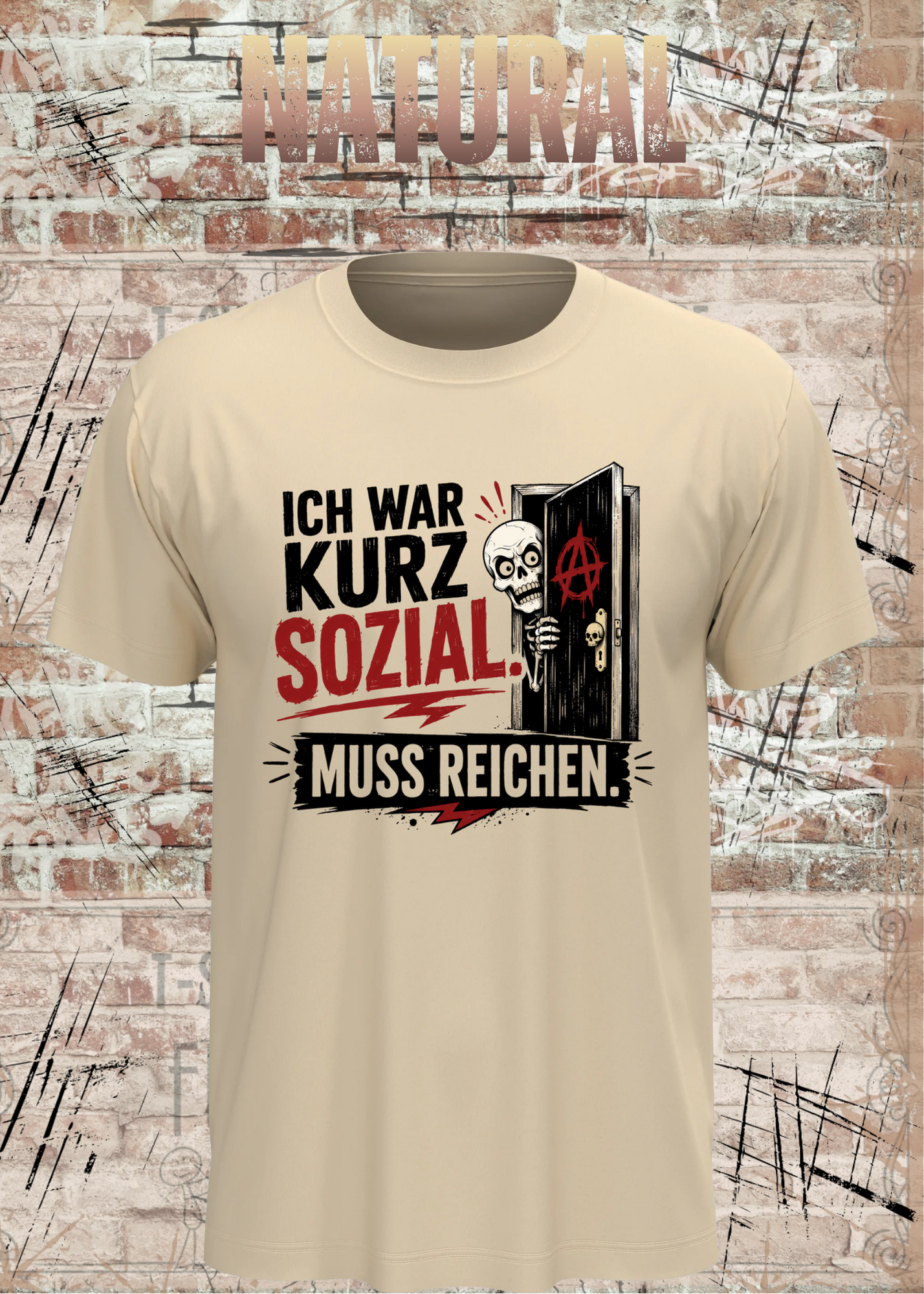 Ich war kurz sozial – Lustiges Skelett Unisex T-Shirt