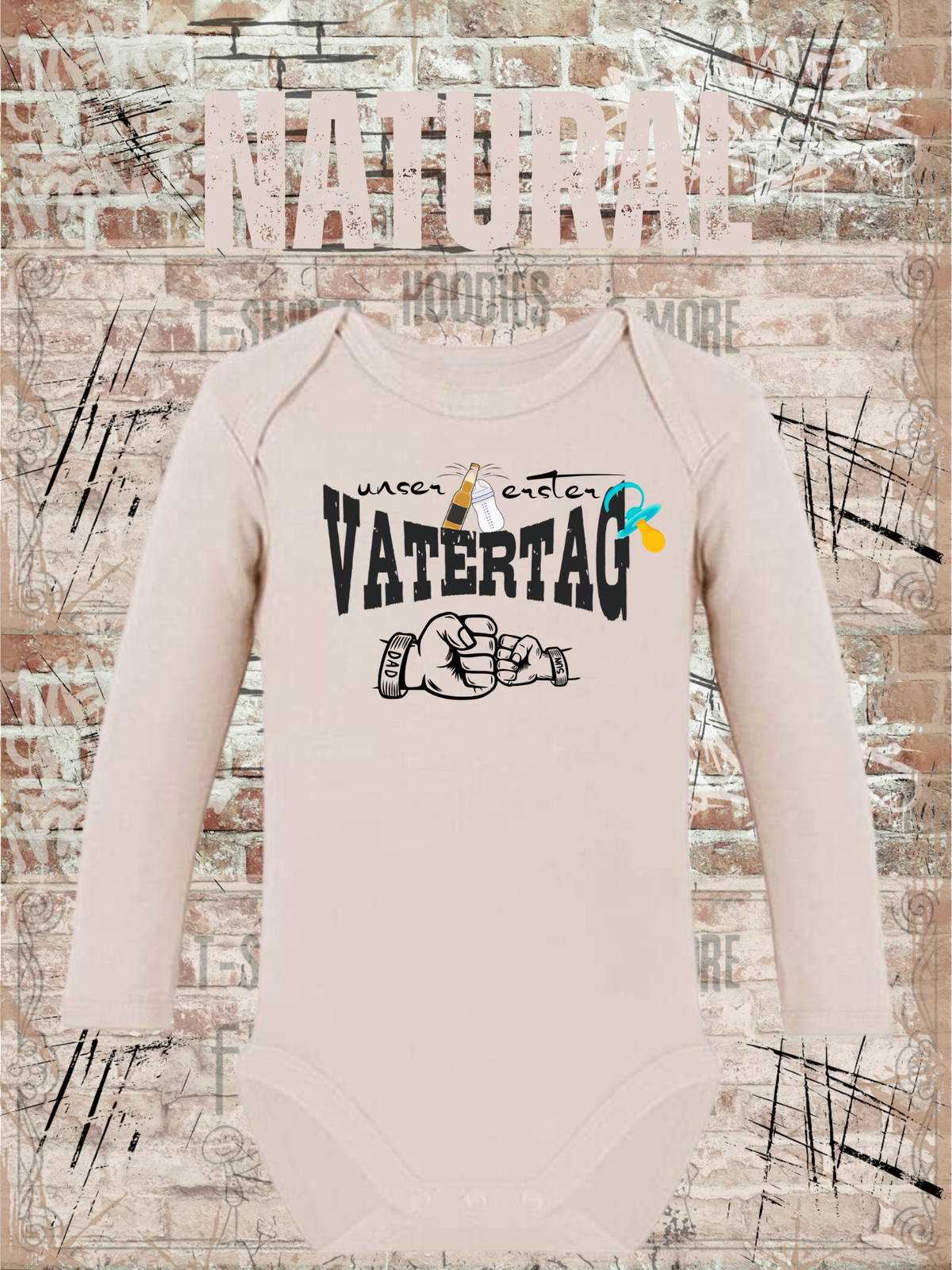 Jungen Baby Body Unser erster Vatertag in Natural.