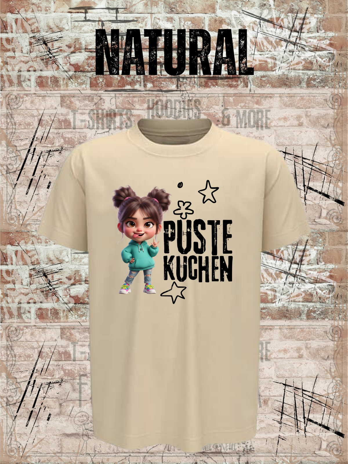 Kinder-T-Shirt „Pustekuchen!“ in Natural.