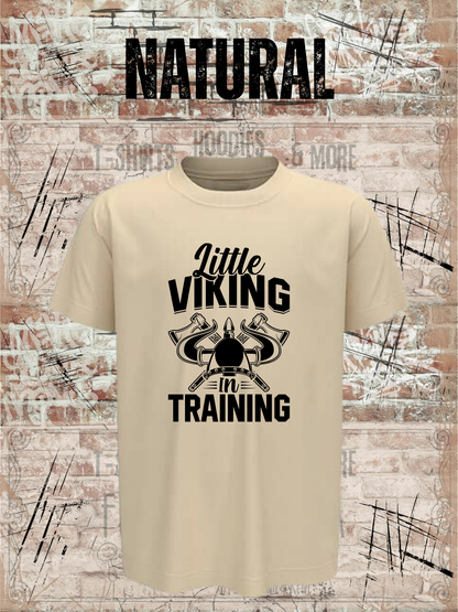 Kinder T-Shirt Little Viking in Training in Natural.