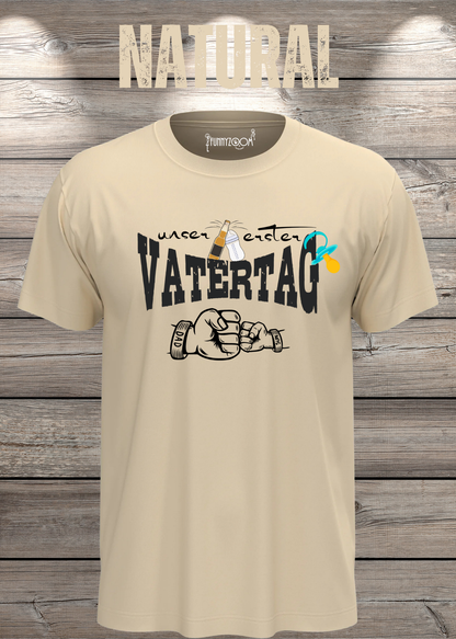 Herren T-Shirt für Papas mit Jungs Unser erster Vatertag Partnerschirt Vater Sohn T-Shirt in Natural.