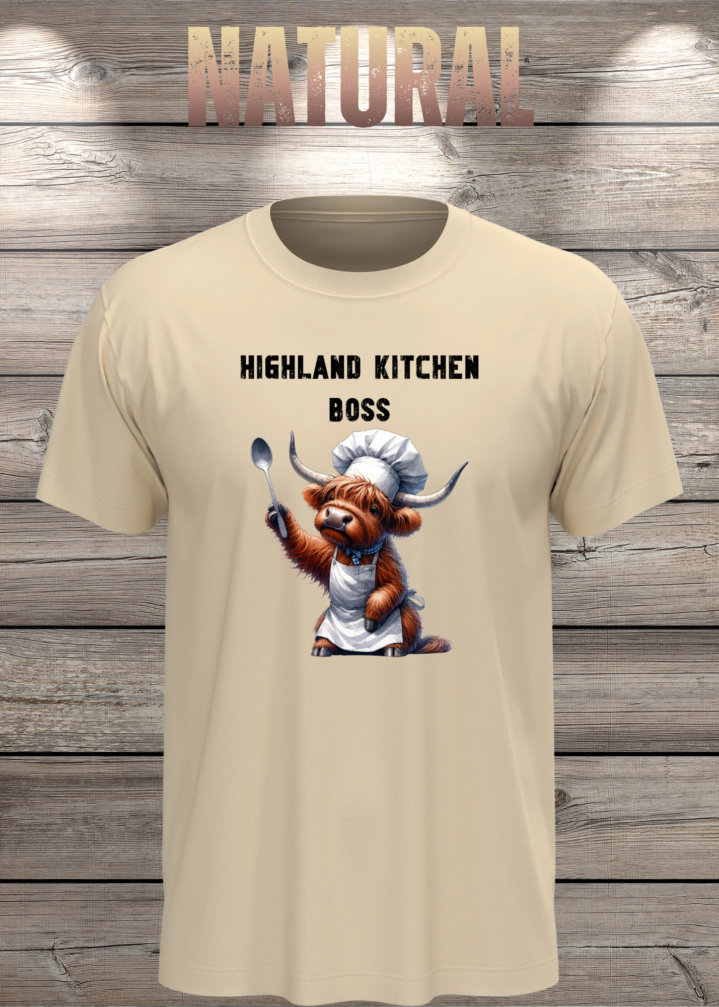 Highland Kuh Unisex T-Shirt Highland Kitchen Boss - Zottel-Chef - Zottel Chefin