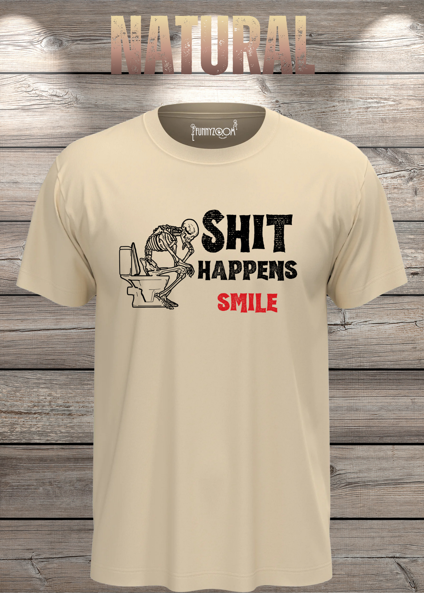 T-Shirt 'Shit happens smile' - Skelett Design - Witziges Spruch T-Shirt Unisex - Geschenkidee