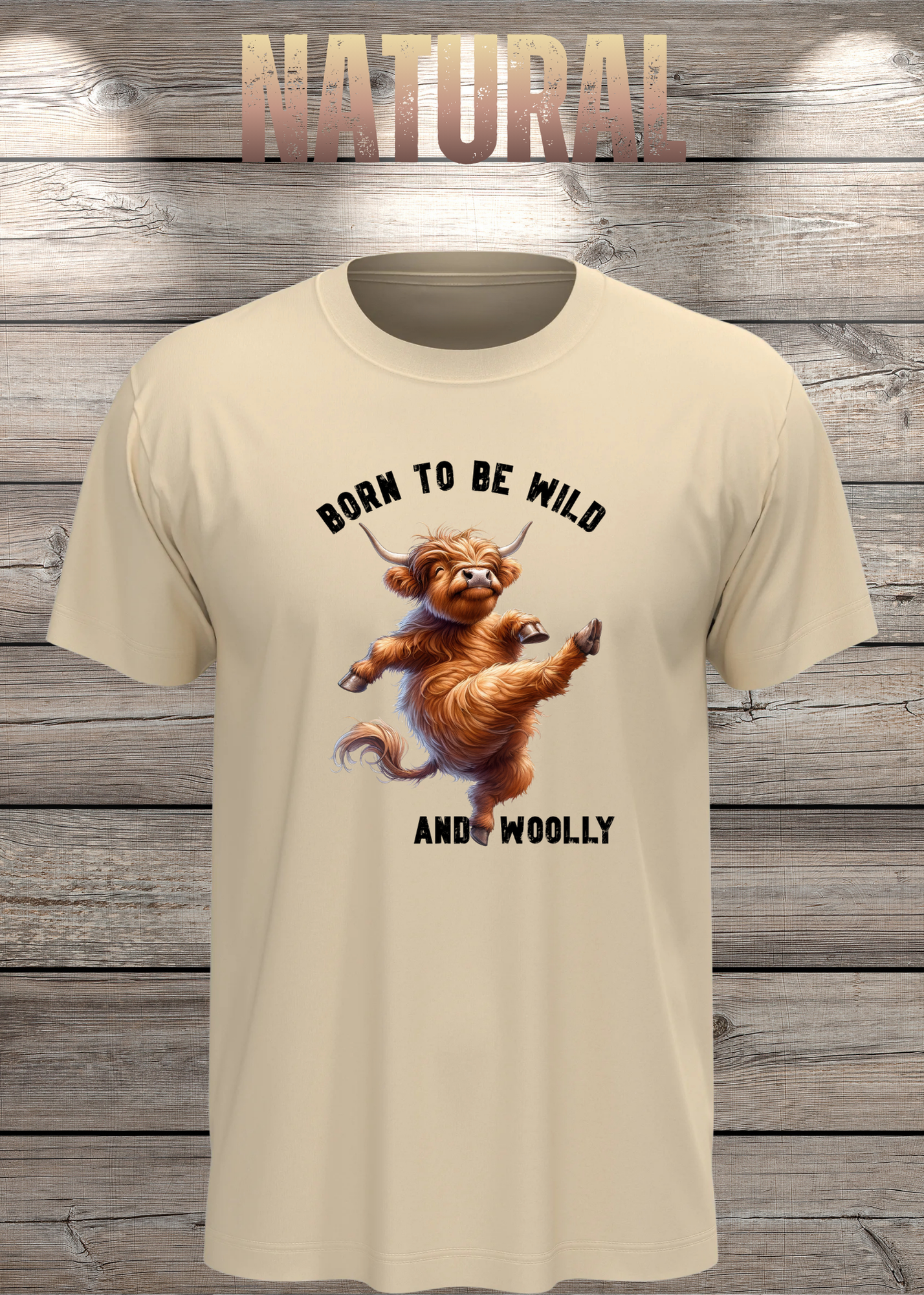 Highland Kuh T-Shirt Born to be Wild and Woolly - Sarkastisches Faulpelz Design