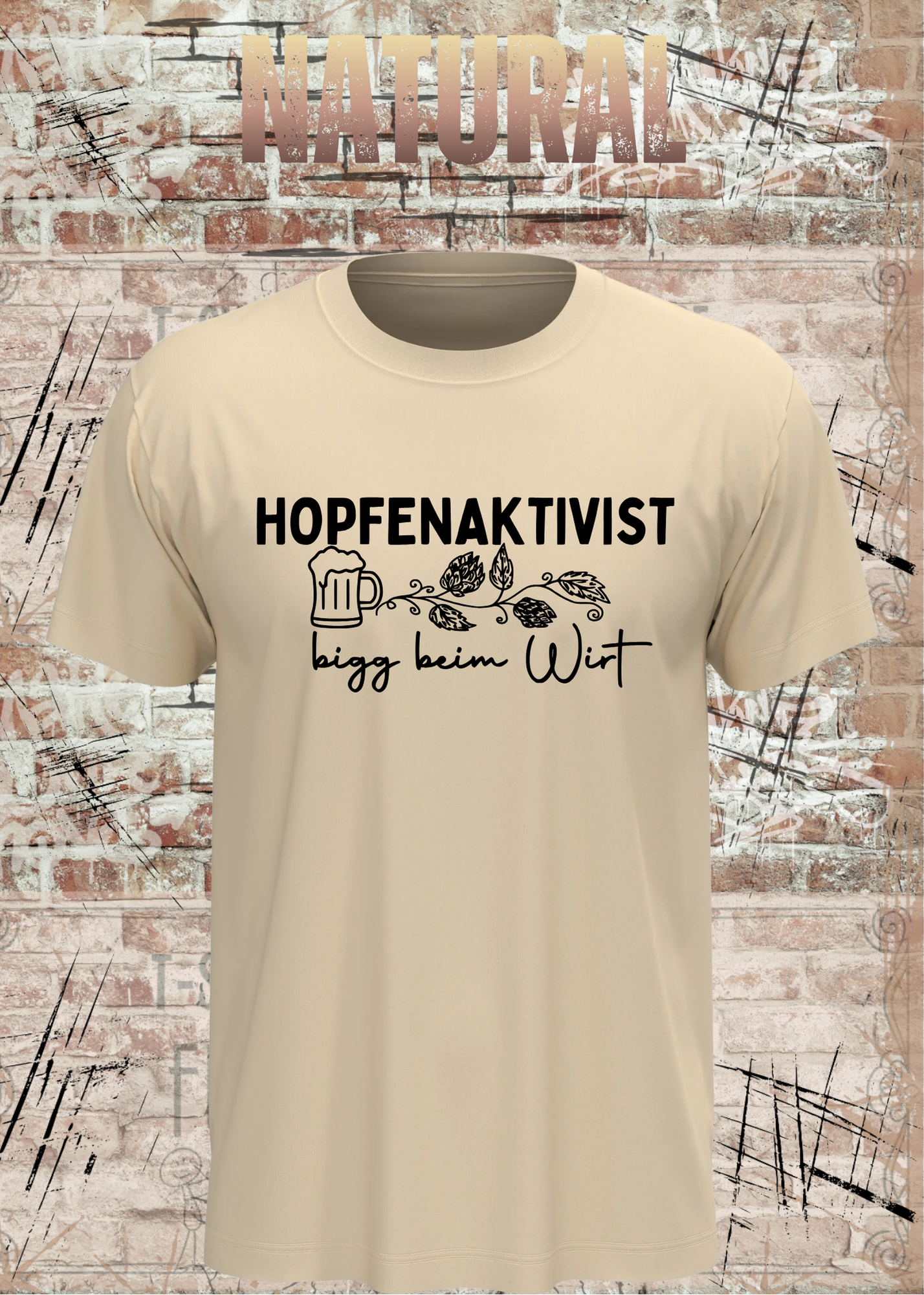 Hopfenaktivist T-Shirt – „bigg beim Wirt“ – Lustiges Bier Shirt für Männer