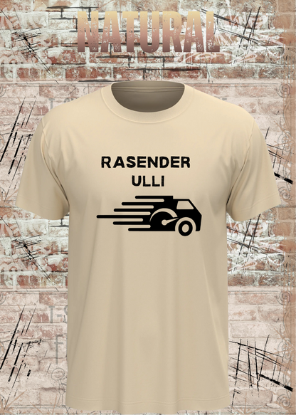 Paketfahrer T-Shirt mit Wunschname – Rasender Wunschname in Natural.