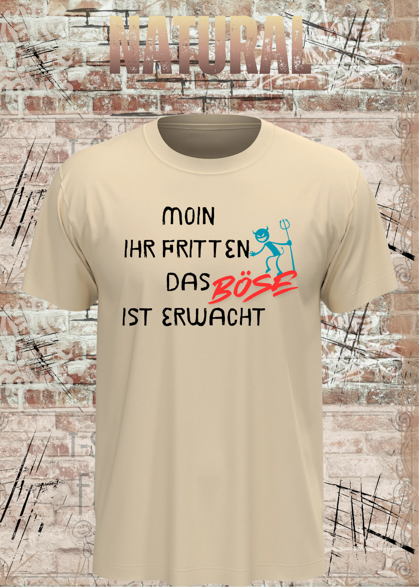 Moin Ihr Fritten das Böse ist erwacht T-Shirt – Lustiger Morgenmuffel Spruch Unisex