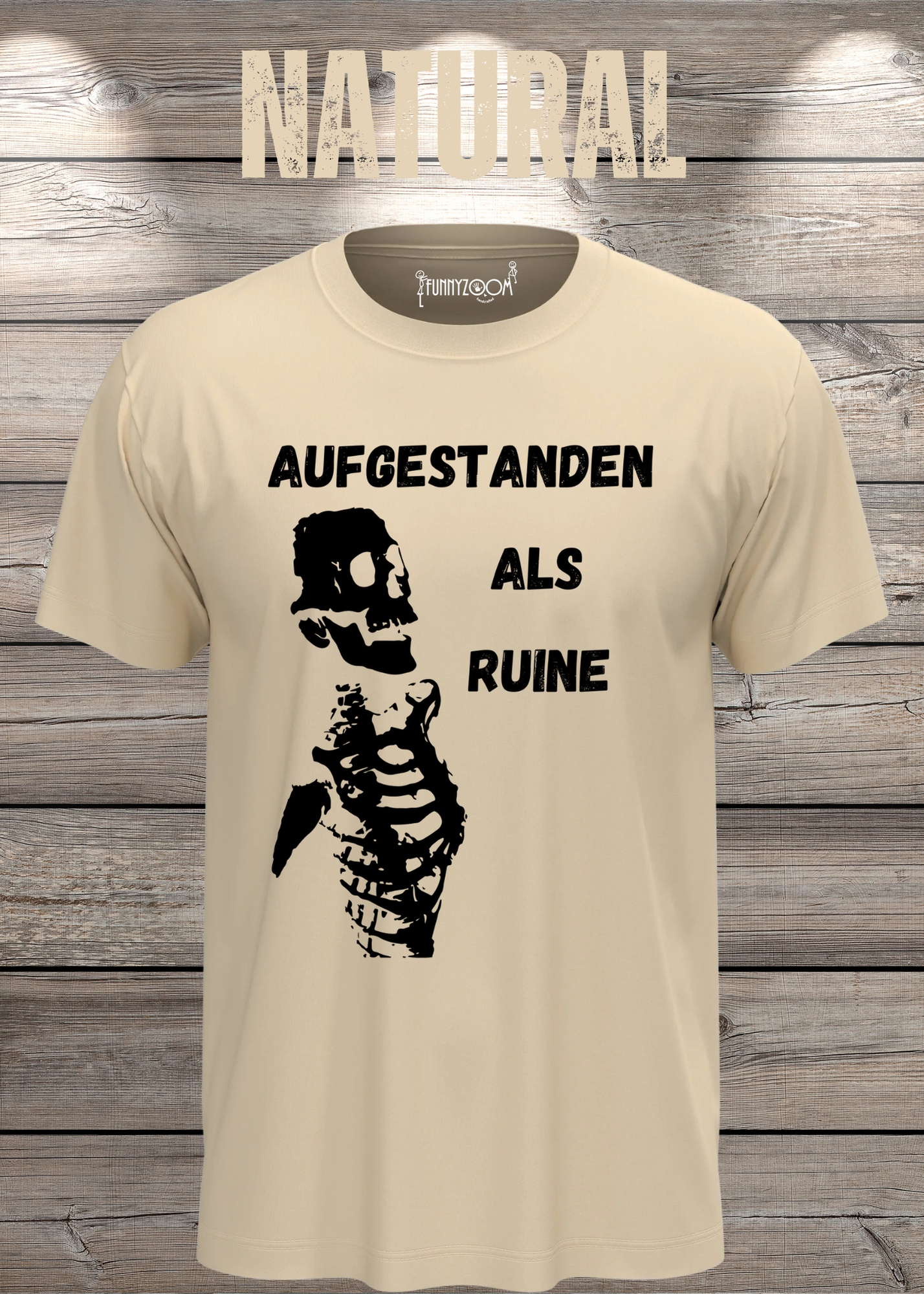 Aufgestanden als Ruine T-Shirt – Lustiges Skelett Shirt für Morgenmuffel
