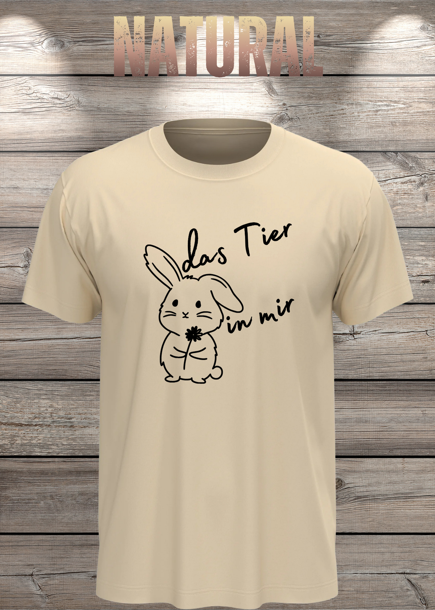 T-Shirt 'Das Tier in mir' - Witziges Spruch-Shirt mit süßem Hasen-Motiv
