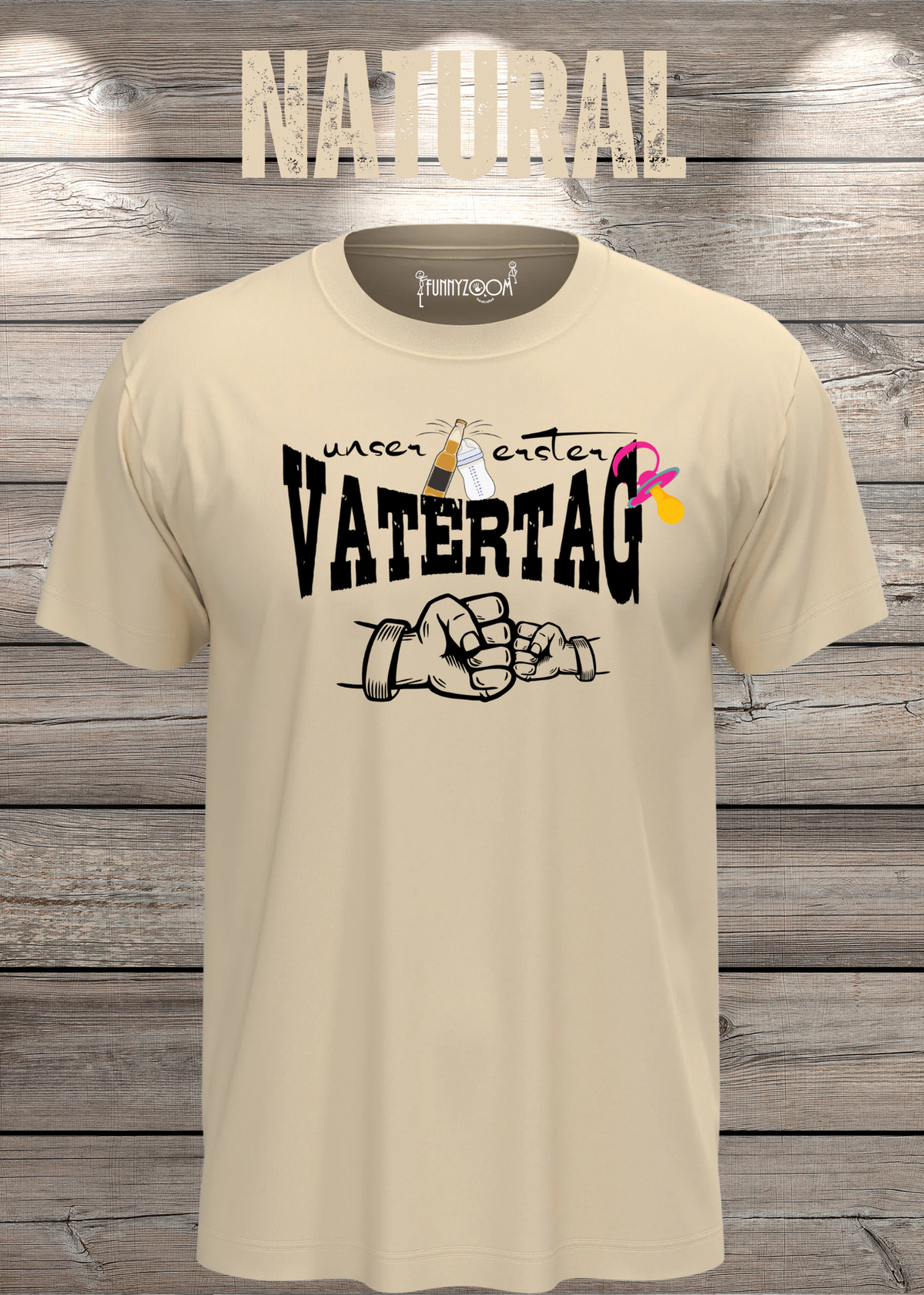 Herren T-Shirt für Papas mit Mädels Unser erster Vatertag Partnerschirt Vater Tochter T-Shirt in Natural.