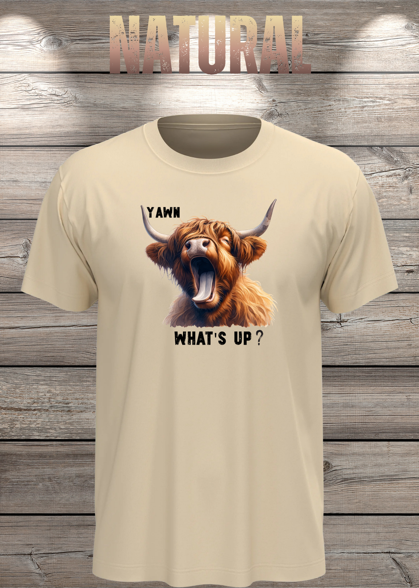 Highland Kuh T-Shirt Yawn, what's up? - Für Professionelle Faulpelze